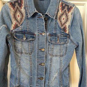 Roxy Dancing Shores Jean Western Patterned Women's Jean Jacket Size Small